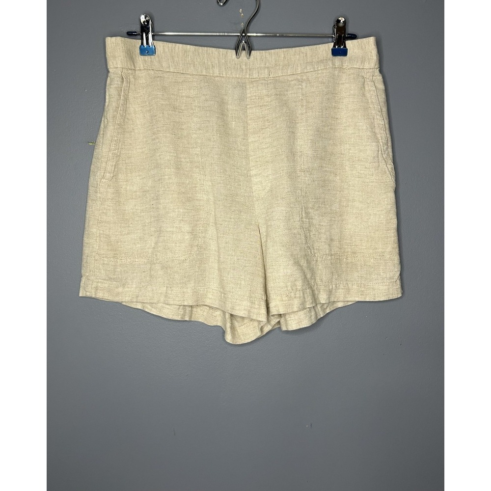 Banana Republic Shorts Womens M Beige Linen Blend Pull On Elastic Waist Casual